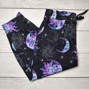 Sun & Moon Capri‎ Joggers - Black and Purple